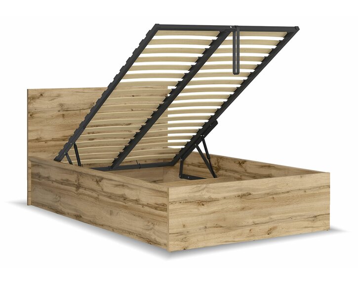 Postel s rošty a úložným prostorem a roštem Tetris, dub wotan