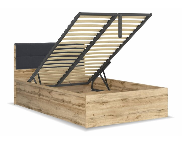 Postel s rošty a úložným prostorem a roštem Tetris, bílá lesk - černá