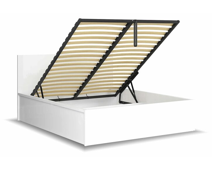 Postel s rošty a úložným prostorem a roštem Tetris, bílá lesk
