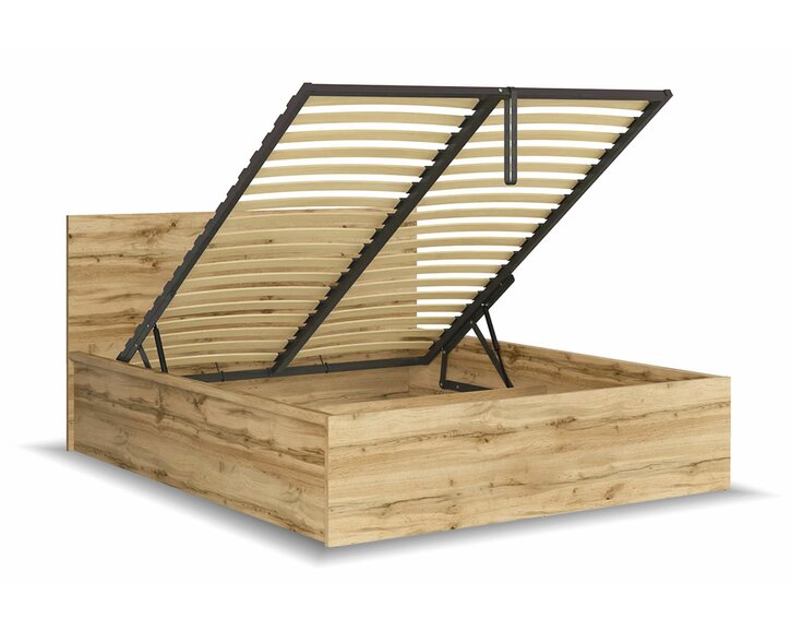 Postel s rošty a úložným prostorem a roštem Tetris, dub wotan