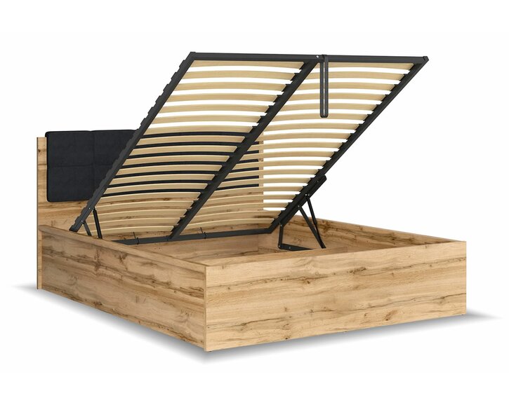 Postel s rošty a úložným prostorem a roštem Tetris, dub wotan čená