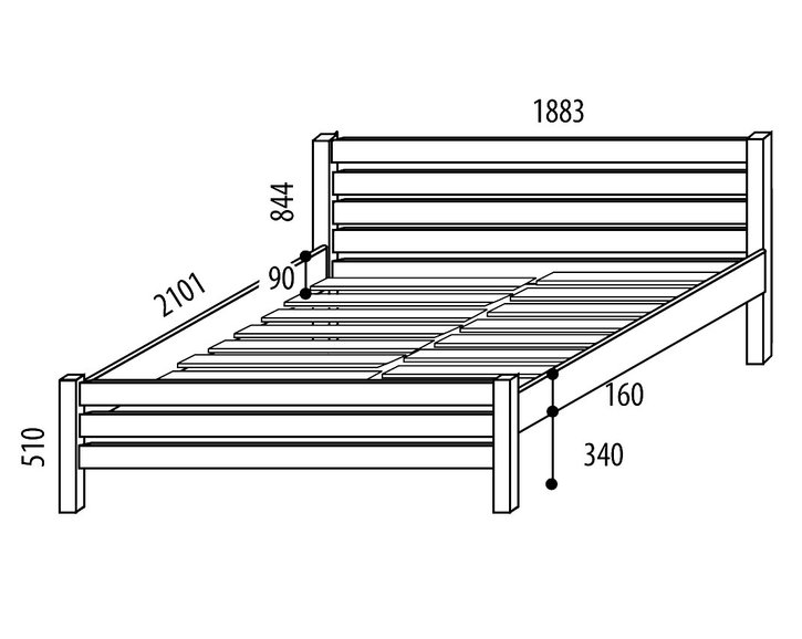 Zvýšené dvoulůžko KARLA senior 180x200cm, masiv smrk Zvýšené dvoulůžko KARLA senior 180x200cm, masiv smrk