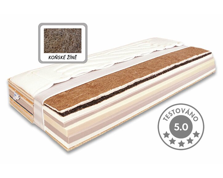 Středně tuhá přírodní matrace HORSE BAMBOO, koňské žíně