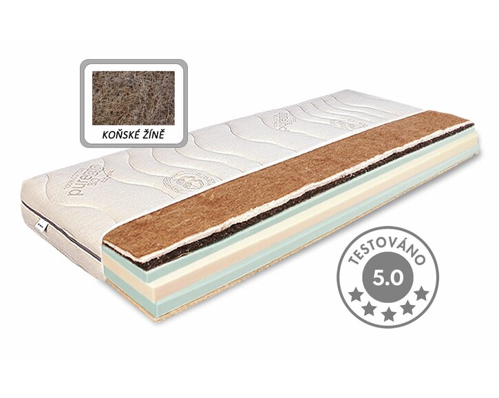 Středně tuhá přírodní matrace HORSE ECO, 20cm, 80x210cm, 150kg, koňské žíně