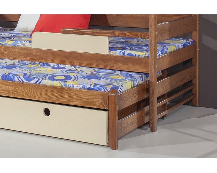 Poschoďová postel s přistýlkou a úložným prostorem pro 3 děti NATY3, masiv borovice Poschoďová postel s přistýlkou a úložným prostorem pro 3 děti NATY3, masiv borovice