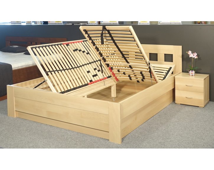 Zvýšená postel s úložným prostorem Rocco, 160x200, 180x200, masiv buk