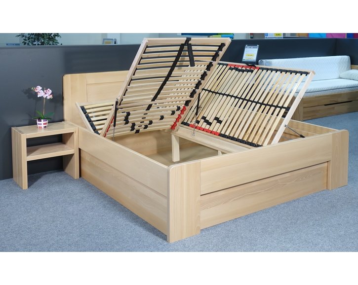 Zvýšená postel s úložným prostorem Dan, 160x200, 180x200, masiv buk Zvýšená postel s úložným prostorem Dan, 160x200, 180x200, masiv buk