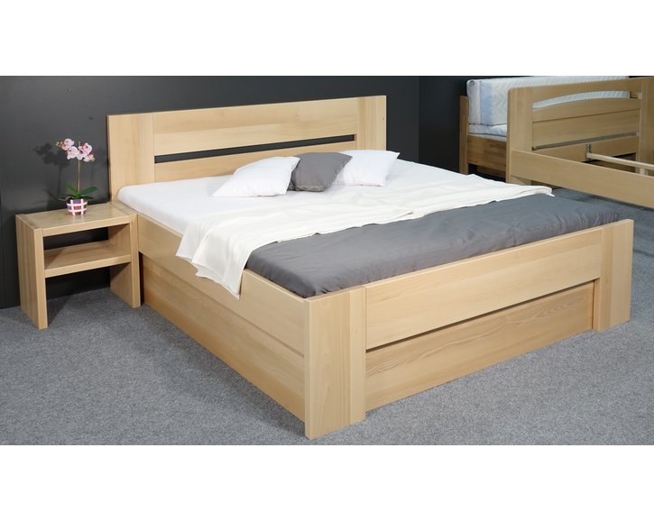 Zvýšená postel s úložným prostorem Matěj, 160x200, 180x200, masiv buk