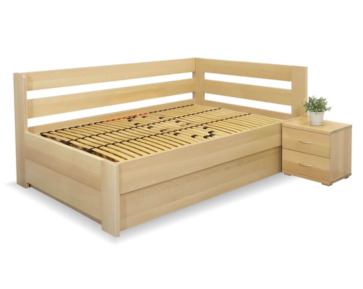 Postel s úložným prostorem Valentin-Pravá, 120x200 cm, masiv buk Postel s úložným prostorem Valentin-Pravá, 120x200 cm, masiv buk