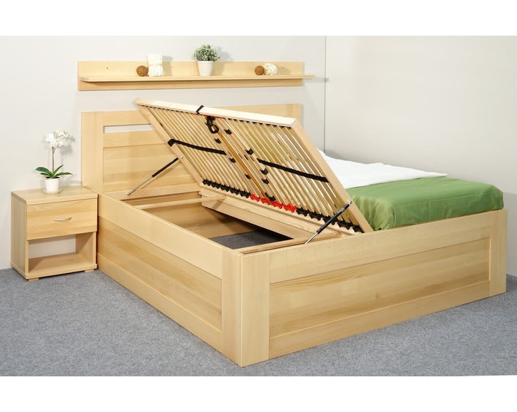 Vysoká postel s úložným prostorem Floria, 160x200, 180x200, masiv buk Vysoká postel s úložným prostorem Floria, 160x200, 180x200, masiv buk