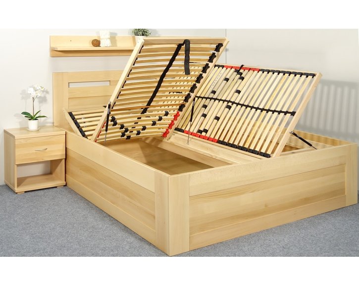 Vysoká postel s úložným prostorem Floria, 160x200, 180x200, masiv buk Vysoká postel s úložným prostorem Floria, 160x200, 180x200, masiv buk