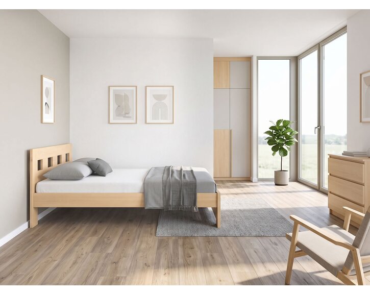 Dřevěná postel s roštem Barča, 140x200, masiv buk  - pohled č. 3