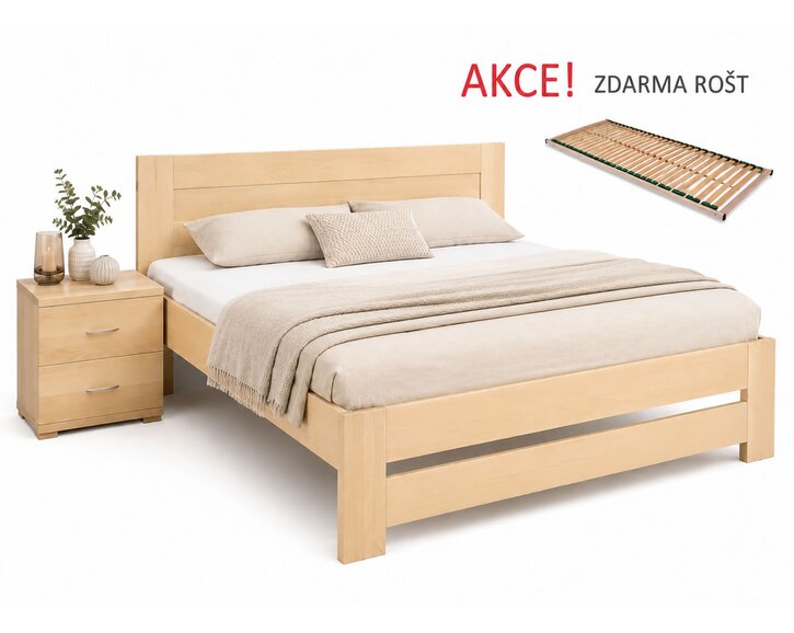 Dřevěná postel s roštem Jirka, 120x200, masiv buk - pohled č. 1