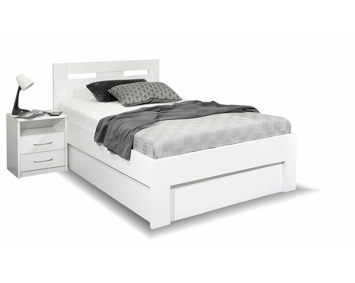 Postel z masivu s úložným prostorem 120x200 SENÁTOR, BÍLÁ