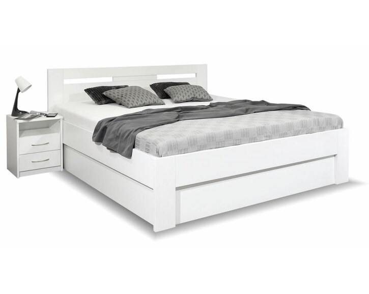 Postel z masivu s úložným prostorem SENÁTOR, BÍLÁ