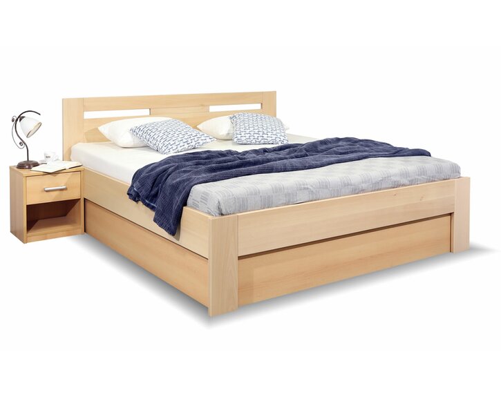 Postel z masivu s úložným prostorem SENÁTOR, masiv buk
