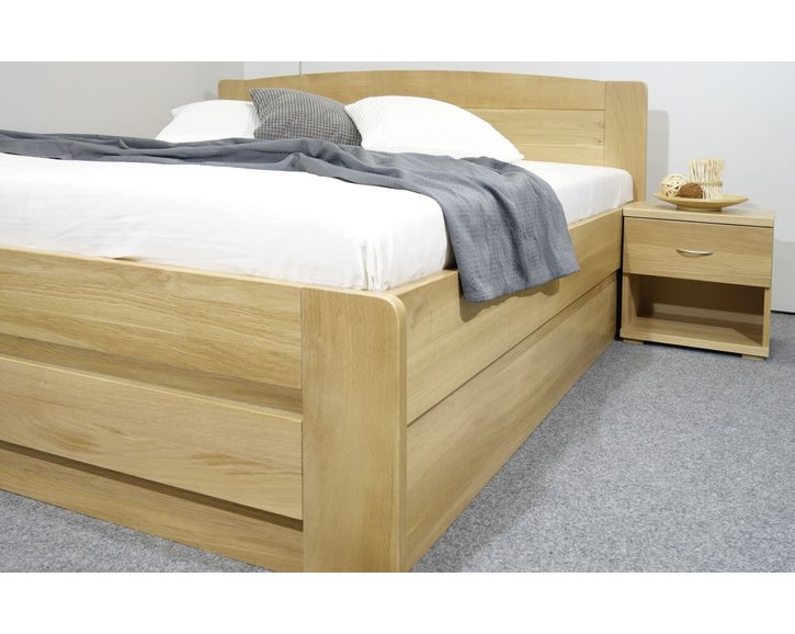 Postel dvoulůžko s úložným prostorem Justina, masiv dub