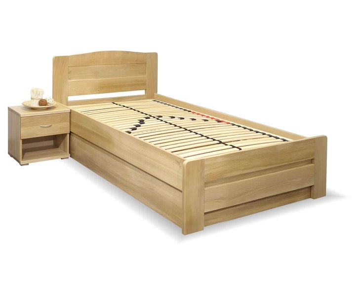 Postel jednolůžko s úložným prostorem Justina, masiv dub, 120x200