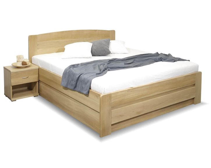 Postel jednolůžko s úložným prostorem Justina, masiv dub, 120x200