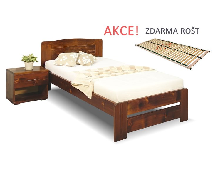 Postel s roštem Justina, 90x200cm, masiv smrk Postel s roštem Justina, 90x200cm, masiv smrk