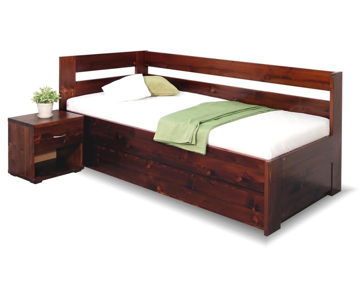 Zvýšená postel s úložným prostorem Valentin, 90x200 cm - Levá