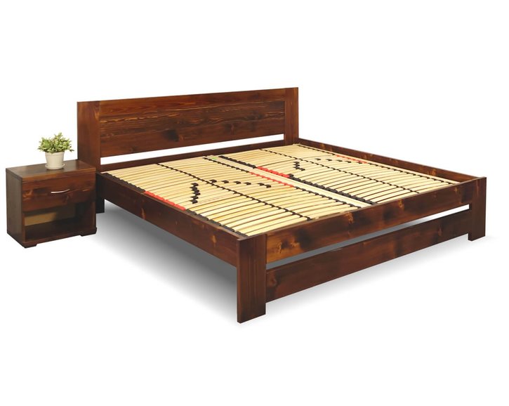 Dřevěná postel s rošty Jirka, 160x200, 180x200, masiv smrk Dřevěná postel s rošty Jirka, 160x200, 180x200, masiv smrk