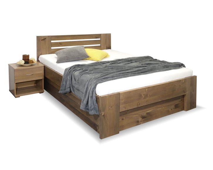 Zvýšená postel s úložným prostorem ROSA, masiv smrk, 140x200