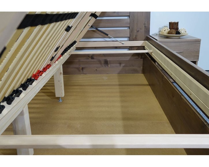 Zvýšená postel s úložným prostorem ROSA, masiv smrk, 140x200