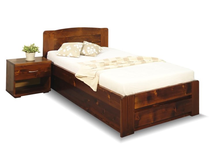 Postel z masivu s úložným prostorem Justina, 90x200, masiv smrk Postel z masivu s úložným prostorem Justina, 90x200, masiv smrk