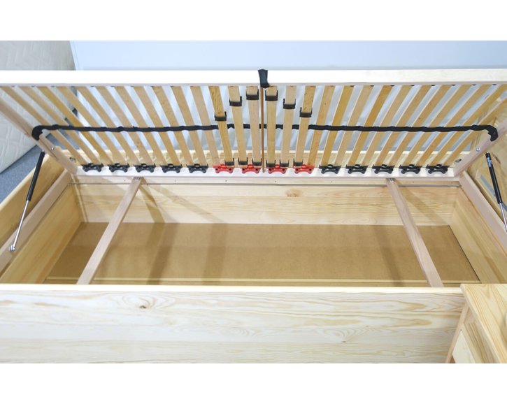 Postel jednolůžko s úložným prostorem LADA, masiv borovice