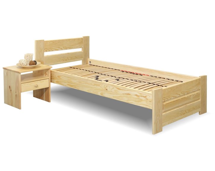 Dřevěná postel jednolůžko Hana, masiv borovice Dřevěná postel jednolůžko Hana, masiv borovice