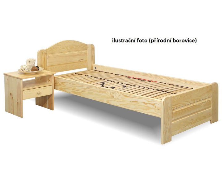 Dřevěná postel jednolůžko LADA, masiv borovice, moření ořech Dřevěná postel jednolůžko LADA, masiv borovice, moření ořech