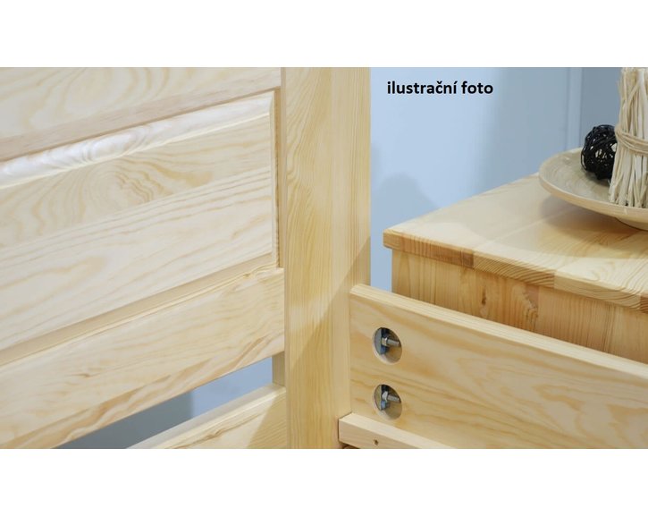 Postel jednolůžko s úložným prostorem LADA, masiv borovice, moření ořech