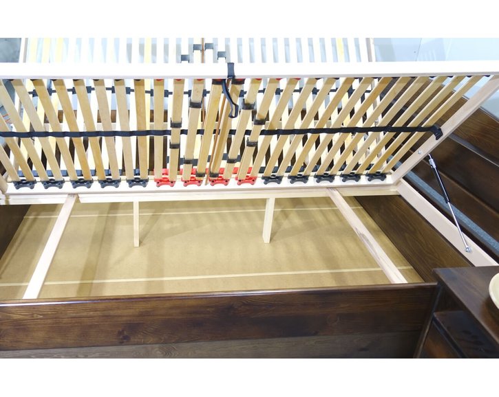 Dřevěná postel LADA, s úložným prostorem, masiv borovice, moření ořech Dřevěná postel LADA, s úložným prostorem, masiv borovice, moření ořech