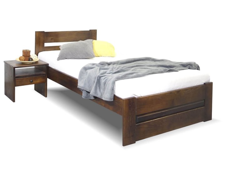 Postel jednolůžko Hanka, 90x200cm, masiv borovice, moření ořech Postel jednolůžko Hanka, 90x200cm, masiv borovice, moření ořech