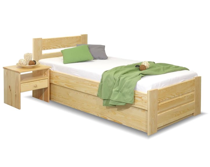 Postel jednolůžko s úložným prostorem Hanka, 90x200cm, masiv borovice Postel jednolůžko s úložným prostorem Hanka, 90x200cm, masiv borovice