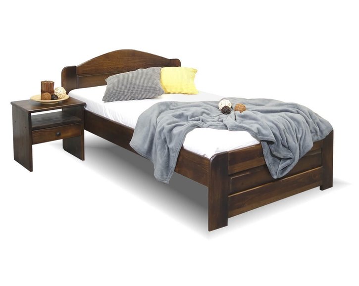 Postel jednolůžko LADA, 90x200cm, masiv borovice, moření ořech Postel jednolůžko LADA, 90x200cm, masiv borovice, moření ořech