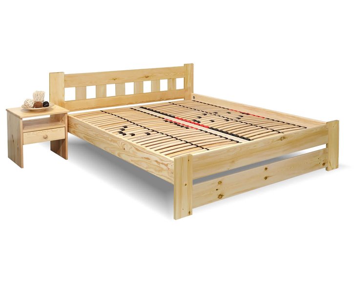Dřevěná postel dvoulůžko Barča, masiv borovice, 140x200 Dřevěná postel dvoulůžko Barča, masiv borovice, 140x200