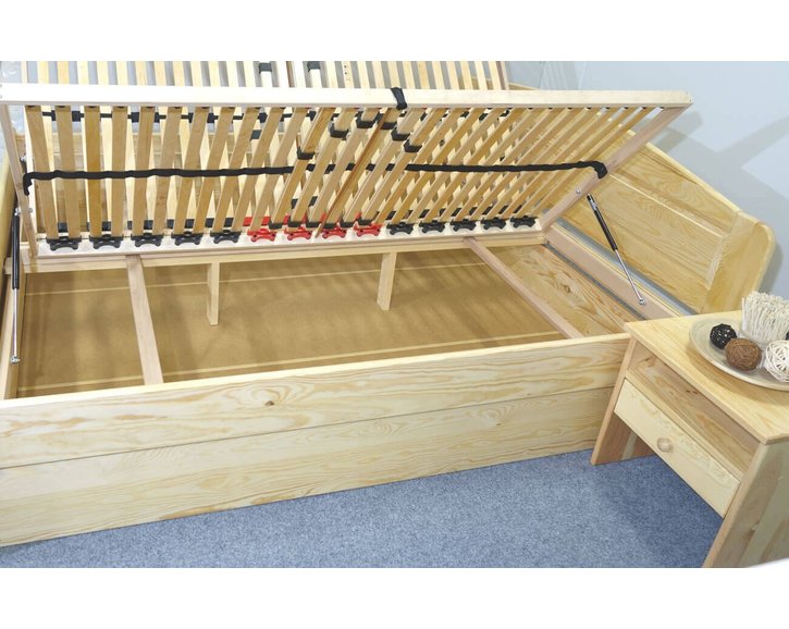 Dřevěná postel LADA, s úložným prostorem, masiv borovice