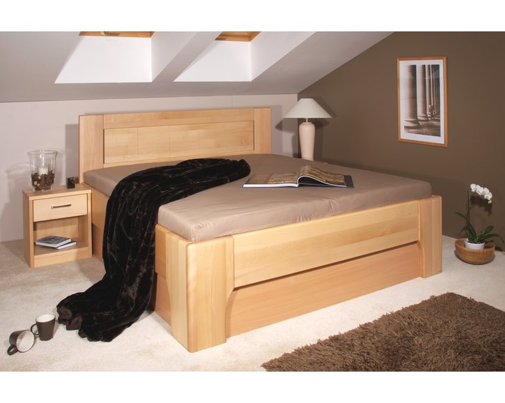 Manželská postel s úložným prostorem OLYMPIA 2. senior 160x200, 180x200, masiv buk
