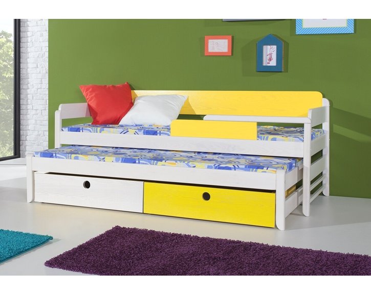 Dětská postel s přistýlkou a úložným prostorem NATY1, masiv borovice Dětská postel s přistýlkou a úložným prostorem NATY1, masiv borovice