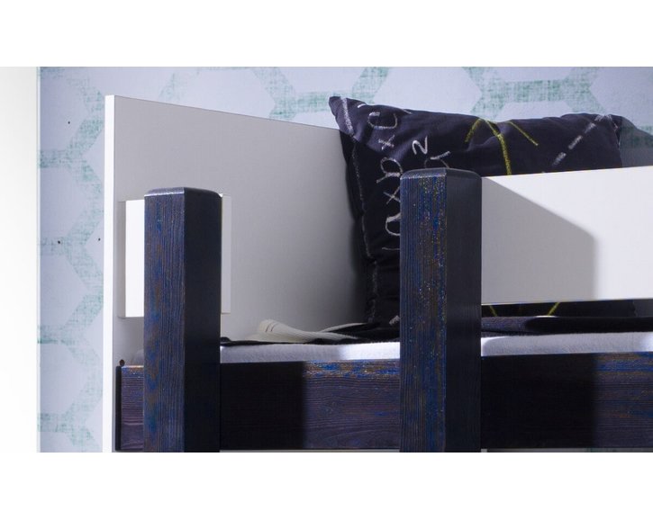 Dětská patrová postel se zábranou a úložným prostorem Astor, masiv borovice