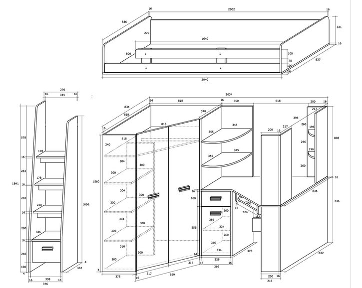 Multifunkční postel Kity, lamino dub sonoma-modrá Multifunkční postel Kity, lamino dub sonoma-modrá
