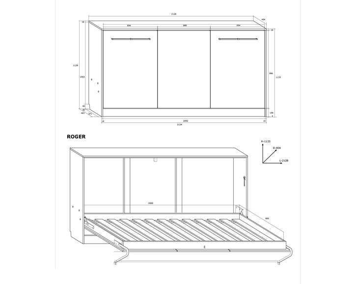 Sklápěcí postel ve skříni Kity Sklápěcí postel ve skříni Kity