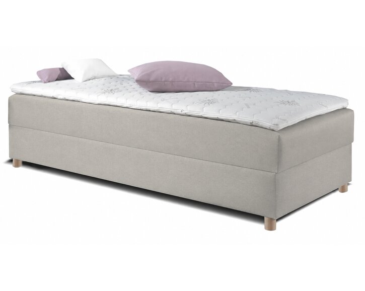 Postel boxspring s úložným prostorem NOVO, 90x200, krémově šedá - pohled č. 1